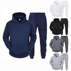 Conjuntos de ropa deportiva informal para hombre, sudadera transpirable con capucha y pantalones, chándal de lana sólida para otoño e invierno, sudaderas de gran tamaño, trajes - Product Image 1