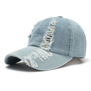 Gorra de algodón de 6 paneles con logotipo personalizado Sombrero de papá ajustable vintage Denim desgastado lavado para hombres y mujeres - Product Image 4