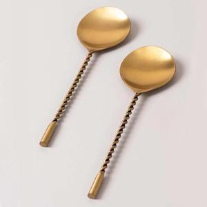 Wedding Luxury <b>Mirror</b> Gold Black Metal Salad Server With Wooden Handmade Handle Stainless Steel Serving <b>Sets</b> - Product Image 4