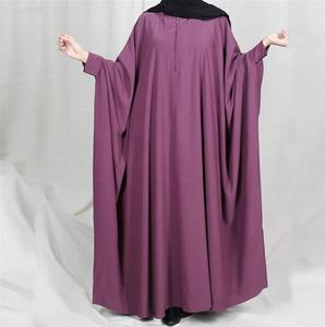 Nueva moda mujer musulmana abaya personalización cuello redondo Mujer abaya gran tamaño personalizado cremallera hasta pecho parche abaya color sólido - Product Image 2
