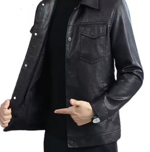 Nueva chaqueta de cuero PU informal para hombre, abotonado chaqueta de cuero con estampado de motocicleta de alta calidad, abrigo de otoño hecho en Pakistán - Product Image 2
