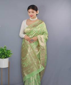 Saree en filet de mariée fantaisie pour mariage avec broderie lourde et chemisier élégant prêt à l'emploi pour mariage et fête - Product Image 6
