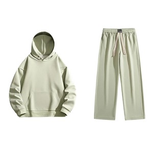 Two-piece Set <b>Men</b> 2025 Winter New Casual Outdoor Hooded Long Sleeve Loose T <b>Shirt</b> Elastic Waist Solid 100% Cotton Comfort Pants - Product Image 6