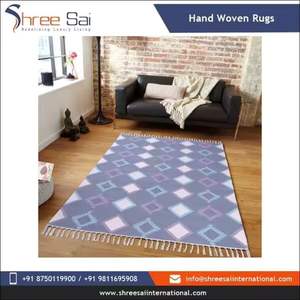 Produits les plus vendus Tapis en coton personnalisés Impression à la main Tapis indiens tissés à la main brodés Qualité supérieure Tapis en coton personnalisés Vente - Product Image 4