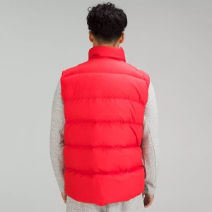Gilet matelassé chaud pour homme, col montant en toile, logo frontal, léger, doublé en polyester, sans manches, pour l'hiver - Product Image 3