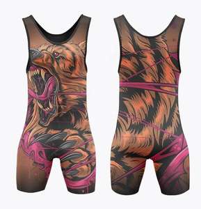 Vente en gros OEM Collants professionnels légers pour hommes Impression par sublimation bleue Singlet de lutte Vêtements d'arts martiaux - Product Image 3