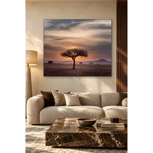 Impression sur toile : Arbre d'acacia Fida au coucher du soleil sur la savane - Product Image 3