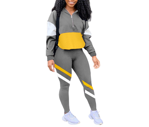 Ensemble de survêtement deux pièces pour femmes très vendu, confortable, super doux, en polyester, veste et pantalon pour le fitness - Product Image 3