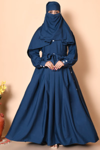 Burqa en coton mélangé avec Hijab assorti Vêtements islamiques modestes pour les femmes musulmanes Robe longue style Dubaï Robe Abaya Outfit - Product Image 6