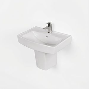 Lavabo de Pared de Cerámica Moderno con Pedestal para Baños de Villas, Hoteles y Hospitales - Product Image 1