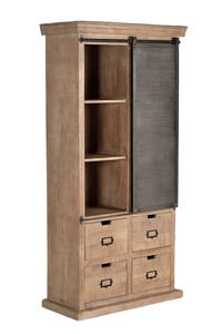 Vintage Industrial Style Solid Mango <b>Wood</b> Bedroom Furniture Sliding Metal Door Wardrobe Wooden Closet - Product Image 4