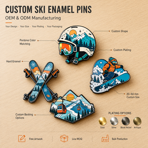 Épingles en émail personnalisées pour le ski et le snowboard, badges de montagne d'hiver pour sac à dos, veste, cadeaux pour les sports de plein air - Product Image 2