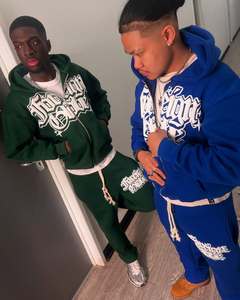 Wholesale Embroidery logo Full Zip up Hoodies Men Streetwear Custom Heavyweight Y2k Puff Print Hoodies Men <b>Tracksuit</b> - Product Image 4