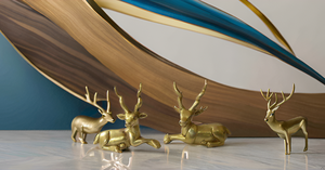 Elegante escultura de ciervo de latón dorado Feng Shui estilo de diseño artesanía de Metal para decoración del hogar lujosa e inspirada en la naturaleza - Product Image 3