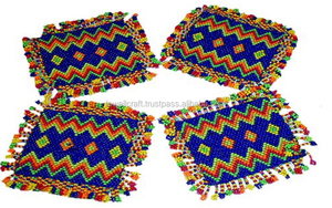 Classic Style Promotional <b>Cup</b> Coaster Set with Intricate Beaded Design Elegant Glass Coasters <b>Cups</b> Mugs Home Table Protection - Product Image 2