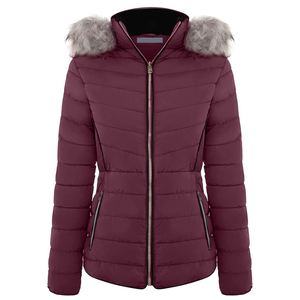 Elegante chaqueta acolchada de Invierno para mujer con capucha, material resistente al agua y marca personalizada - Product Image 3