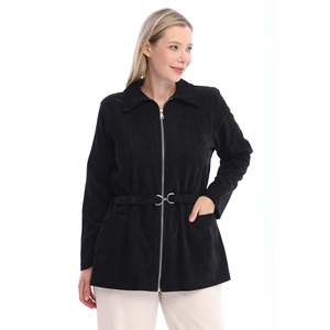 Chaqueta de Lyocell con forro, talla grande, sin capucha, negra - Product Image 1