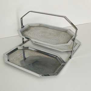 Modern Serving Tray Folding for Home Restaurant Silver Color Modern Serving Tray Square Shaped <b>Rice</b> Dish Serving hotel Supplies - Product Image 5