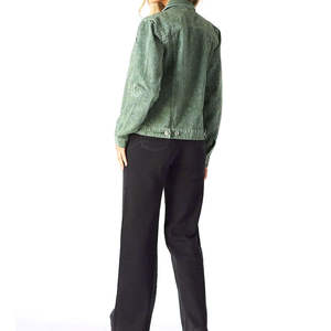 Chaqueta vaquera de satén recortada personalizable para mujer, cuerpo corto de punto estampado de estilo occidental de la mejor calidad hecho en Pakistán - Product Image 5