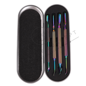Kit de poussoir de cuticules d'ongles arc-en-ciel à double extrémité en acier inoxydable durable en gros ensemble d'outils de suppression d'art d'ongle - Product Image 1