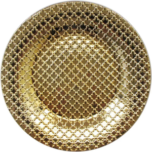 Placa de cargador de Metal pulido dorado Diseño de tendencia Platos de postre más vendidos Placa debajo del portador MOQ 100PCs - Product Image 2