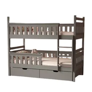ベッドルーム家具用ソリッドチーク材二段ベッド子供用二段ベッドCostumizカラーダブルベッド階段付き卸売価格