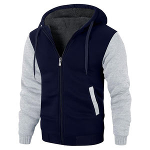 2026 New Design Fleece <b>Fur</b> Lined <b>Hoodie</b> Embroidery Warm Fluffy Varsity Style Jacket Hooded Sweatshirt Men Winter Heavy Jacket - Product Image 1