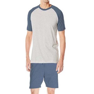 Camisetas de fitness delgadas de dos colores y conjuntos cortos Ropa de hombre Tallas grandes Algodón Transpirable High Street 2PCs Hombres Twin Set - Product Image 3