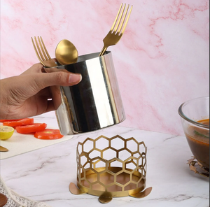 Porte-ustensiles rond de cuisine Base lestée pour la stabilité Pot à ustensiles avec séparateur amovible Porte-ustensiles pour fourchettes Spatule - Product Image 5