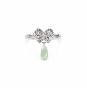 Bague pendante papillon en jade vert - Bijou tendance avec incrustation de pierres précieuses - Product Image 4