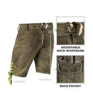 Custom Made Bavarian <b>Leather</b> <b>Shorts</b> Solid Color Cargo Style with Digital Printing New Style for Sale Made in Pakistan - Product Image 3