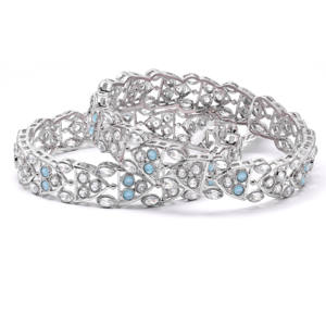 Ensemble de bracelets modernes de luxe en laiton plaqué argent et rhodium AD inversé Design contemporain à la mode - Product Image 3