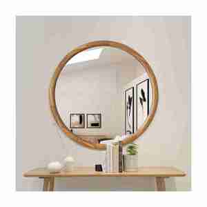 Espejo enmarcado hecho a mano de Venta caliente Marco de madera redondo moderno Fabricación india con calidad superior - Product Image 6