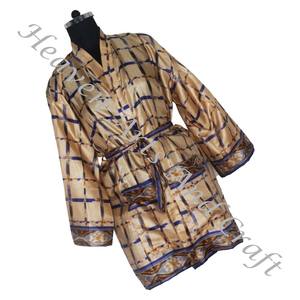 KS010 Beautiful Vintage Silk Sari Floral Jacket Bohemian Winter Short Hand Made With Belt Closer Vintage Sari Kimono Short - Product Image 6