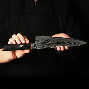 Cuchillo de Chef Premium de Acero Inoxidable Damasco con Mango de Madera, Hoja Afilada y Resistente, Utensilios de Cocina - Product Image 6