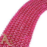 Perles rondes lisses en corindon rouge rubis en gros, provenance Chine, pour la fabrication de bijoux, cristal de quartz synthétique, brin de perles