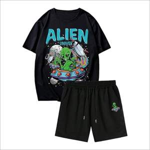 Streetwear d'été surdimensionné pour hommes personnalisés T-shirt à manches courtes en coton respirant Ensemble de shorts en tricot Ensemble de deux pièces - Product Image 1