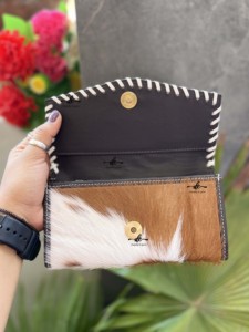 Portefeuille en cuir de vachette occidentale à usages multiples pour femmes, étui de téléphone avec pochette usinée à la main, nouvel arrivage - Product Image 4