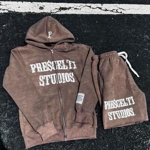 Survêtements vintage de haute qualité Ensemble short et capuche Fabricant de vêtements personnalisés Ensemble short et capuche délavés à l'acide Respirant - Product Image 2