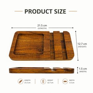 Organizador de Escritorio Ecológico de Madera con Soporte Móvil, Bandeja de Madera de Mango para Teléfono, Llaves y Accesorios, Apto para Lavavajillas - Product Image 2