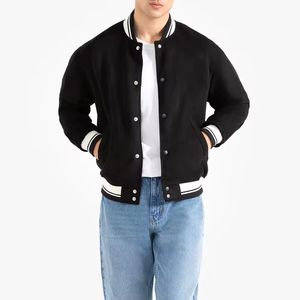 Fashion Wool <b>Varsity</b> <b>Jacket</b> For <b>Men</b> Customized Long Sleeves Stand Collar Front Customizable High Street Style Best Selling - Product Image 1