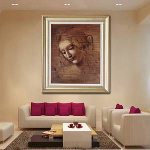 Reproducción de pintura al óleo de Leonardo <span class=keywords><strong>Da</strong></span> <span class=keywords><strong>Vinci</strong></span> Estilo clásico 'Cabeza de una mujer joven' con base de lienzo de China a la venta - Product Image 3