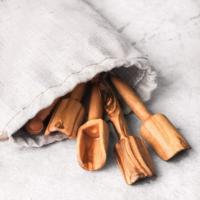 Ensemble de mini-cuillères en bois méditerranéennes de qualité supérieure, fonctionnelles, faites à la main, écologiques, pour épices et condiments, ArtisRaw, fabriqué en Tunisie