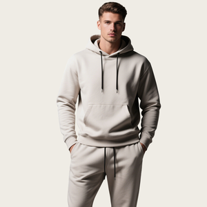 Survêtements 100% coton pour hommes, survêtements de jogging unis décontractés et respirants avec capuche, broderie de remise en forme pour la saison d'hiver - Product Image 2