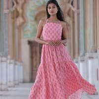 Vestido Maxi de Verano Hecho a Mano, 100% Algodón, Sin Mangas, Cuello Cuadrado, Estampado Floral, Ecológico, Casual, Elegante, Corte Evase