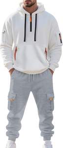 Survêtements de couleur unie pour hommes Ensemble décontracté Pantalon de survêtement à capuche de sport ample Combinaison régulière à poches multiples - Product Image 3