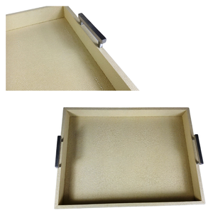 Plateaux de service alimentaire Shagreen avec plateau à poignée en laiton Luxury Home - Product Image 4