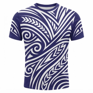 เสื้อยืดสไตล์สตรีทแวร์ลายชนเผ่าสำหรับผู้ชาย รุ่นใหม่ ผ้าไม่ยับ ระบายอากาศดี แขนสั้น คอกลม จากโรงงานโดยตรง - Product Image 5