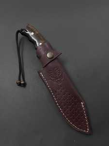 Haute qualité 10 pouces J2 acier Skinner couteau pleine Tang Drop Point lame OEM personnalisable cuir Rose manche en bois pour la chasse - Product Image 2