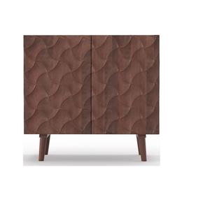 CNC Carved Solid Mango Wood Corner <b>Cabinet</b> with Modern Design for Farmhouse Home Bar and Kitchen <b>Storage</b> Natural Color - Product Image 1